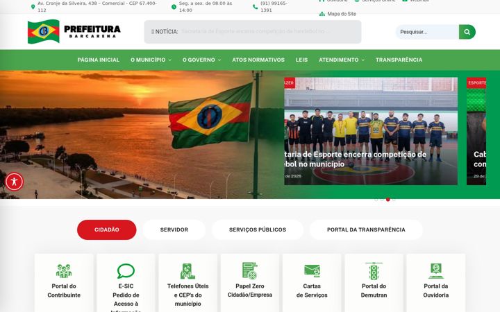 Screenshot of barcarena.pa.gov.br