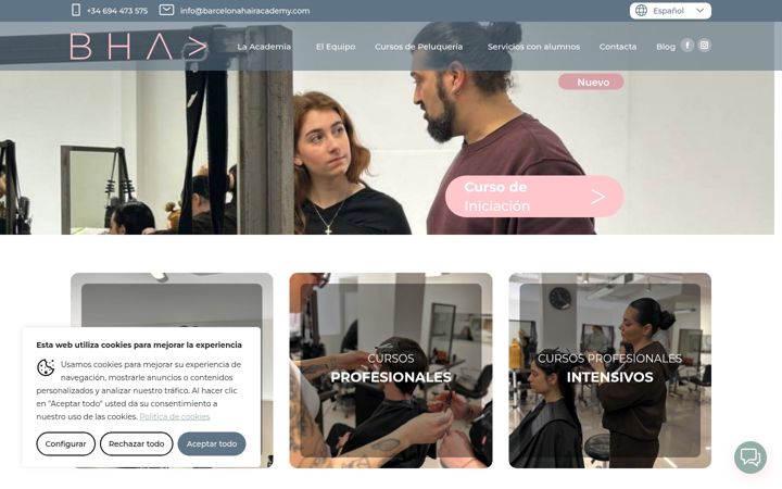 Screenshot of barcelonahairacademy.com