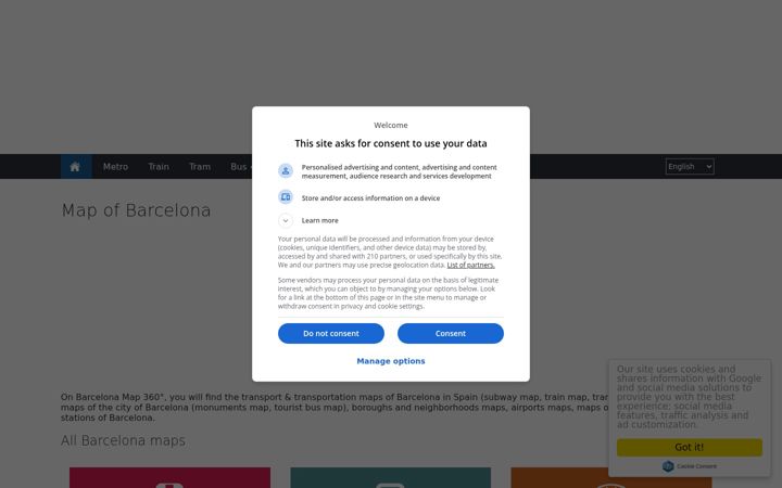 Screenshot of barcelonamap360.com