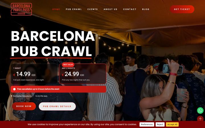 Screenshot of barcelonapartypass.com