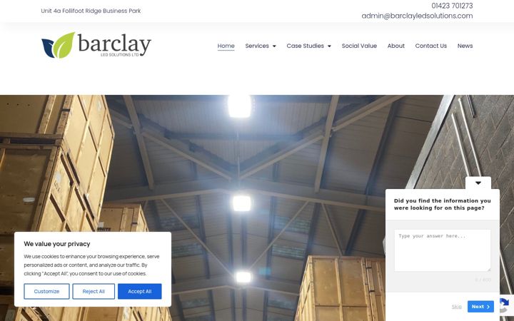 Screenshot of barclayledsolutions.com