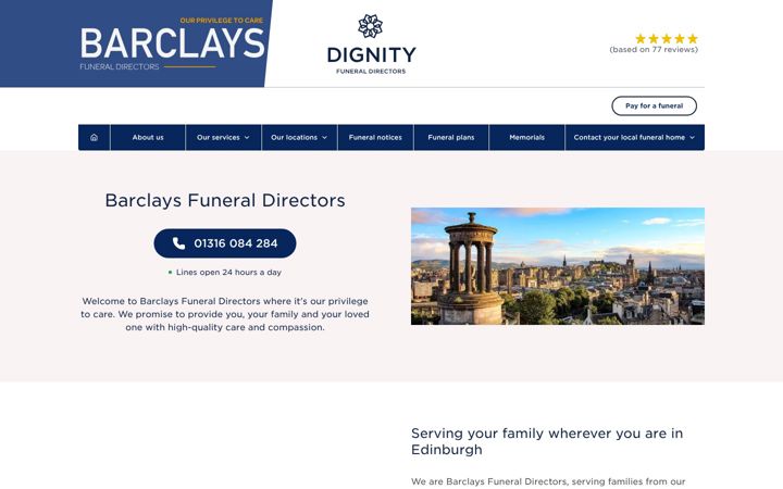 Screenshot of barclaysfunerals.co.uk