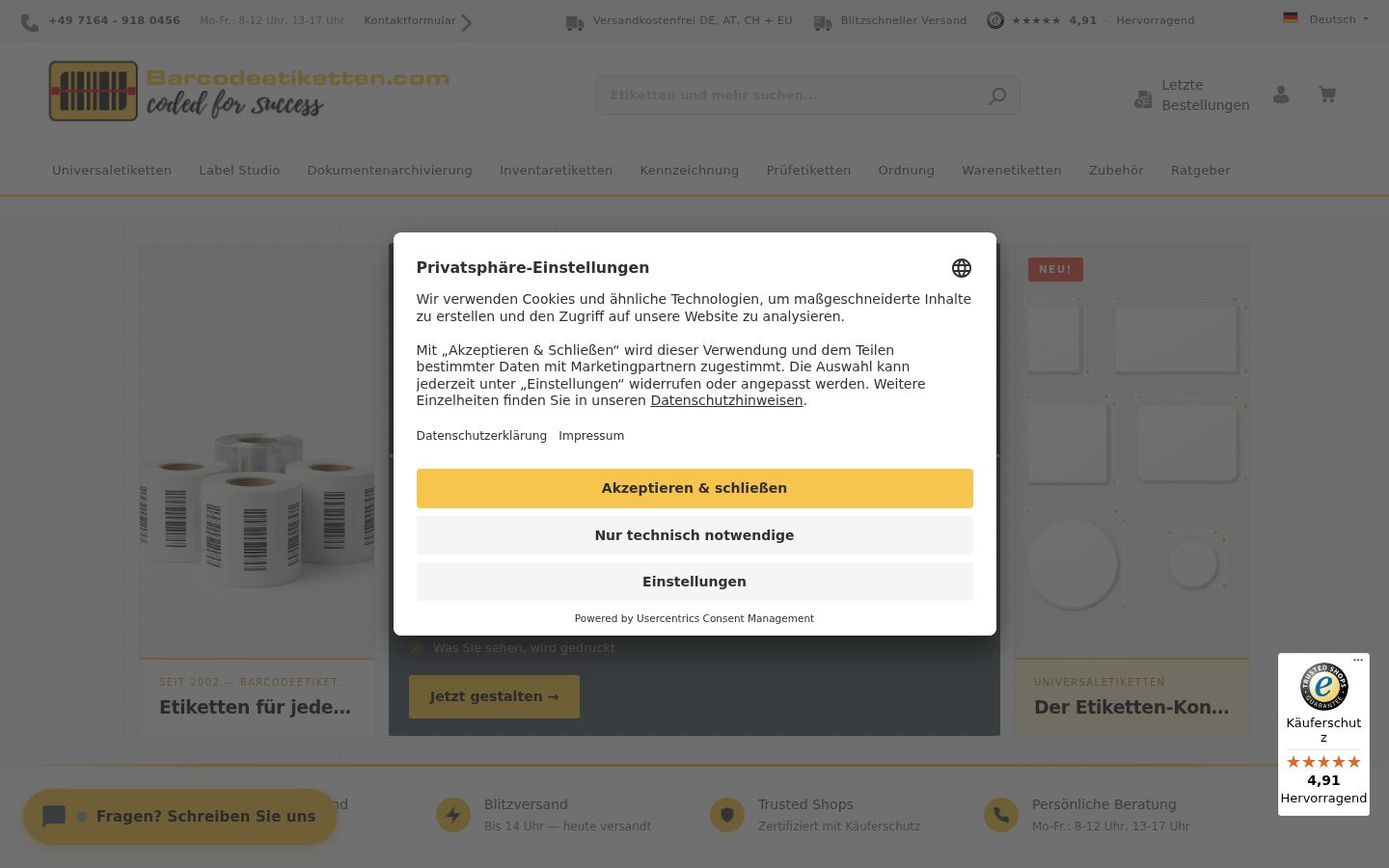 Zrzut ekranu banera zgody wyświetlanego przed jakąkolwiek interakcją