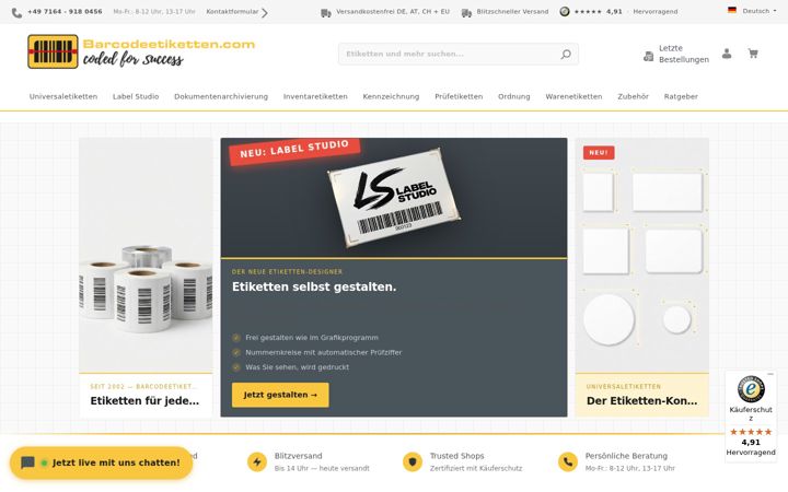 Screenshot of barcodeetiketten.com