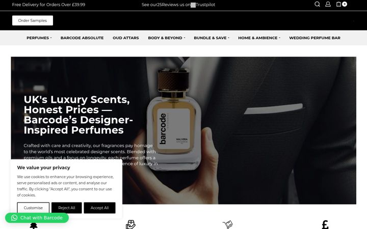 Screenshot of barcodefragrances.co.uk