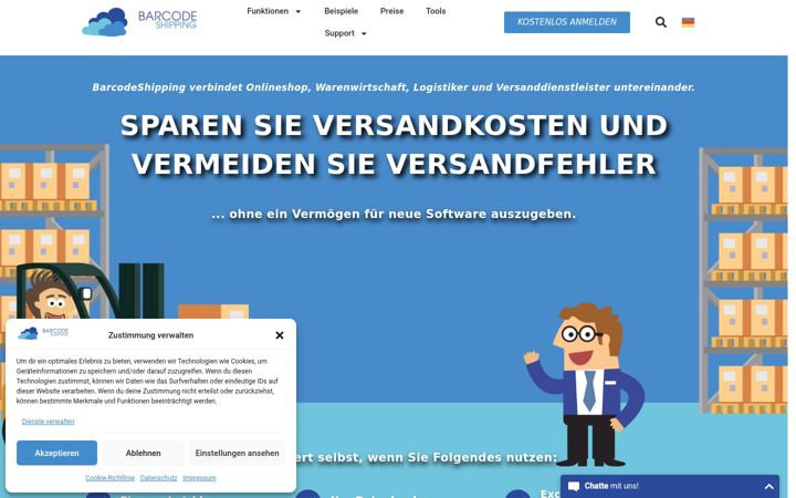 Screenshot of barcodeshipping.de