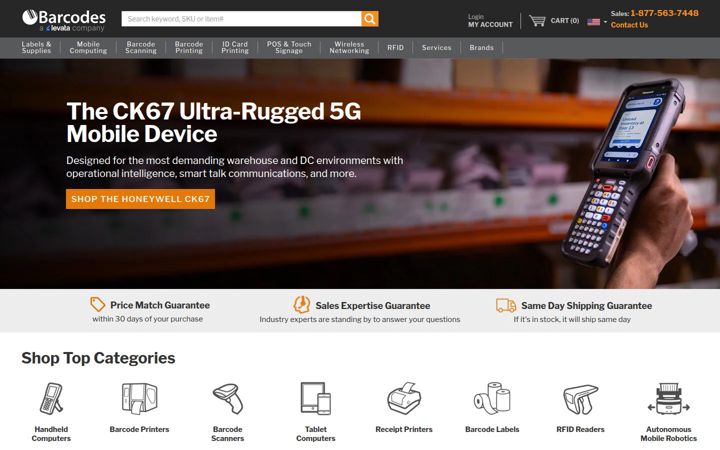 Screenshot of barcodesinc.com