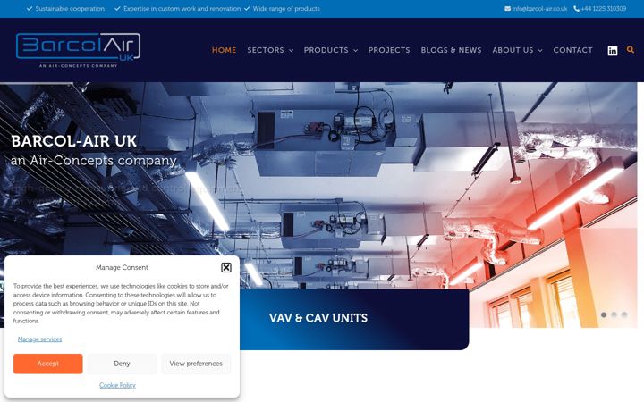 Screenshot of barcol-air.co.uk
