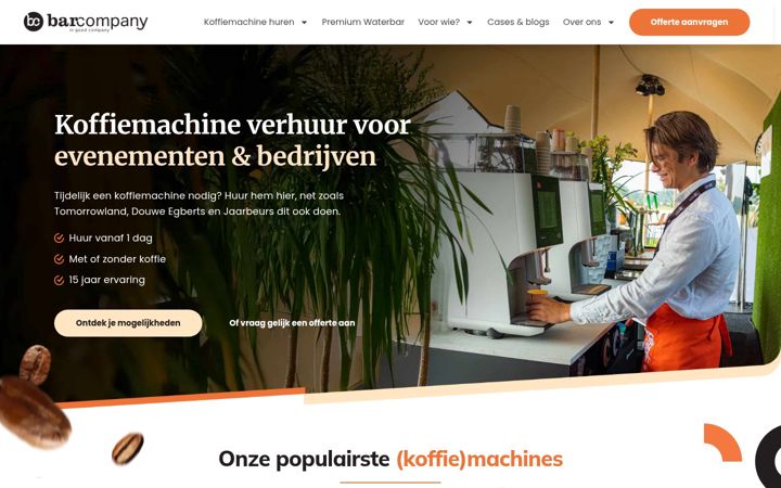 Screenshot of barcompanykoffiemachines.nl