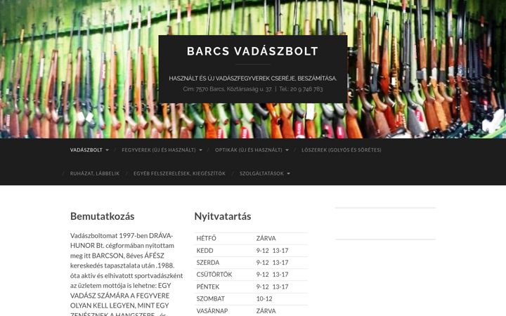 Screenshot of barcsvadaszbolt.hu
