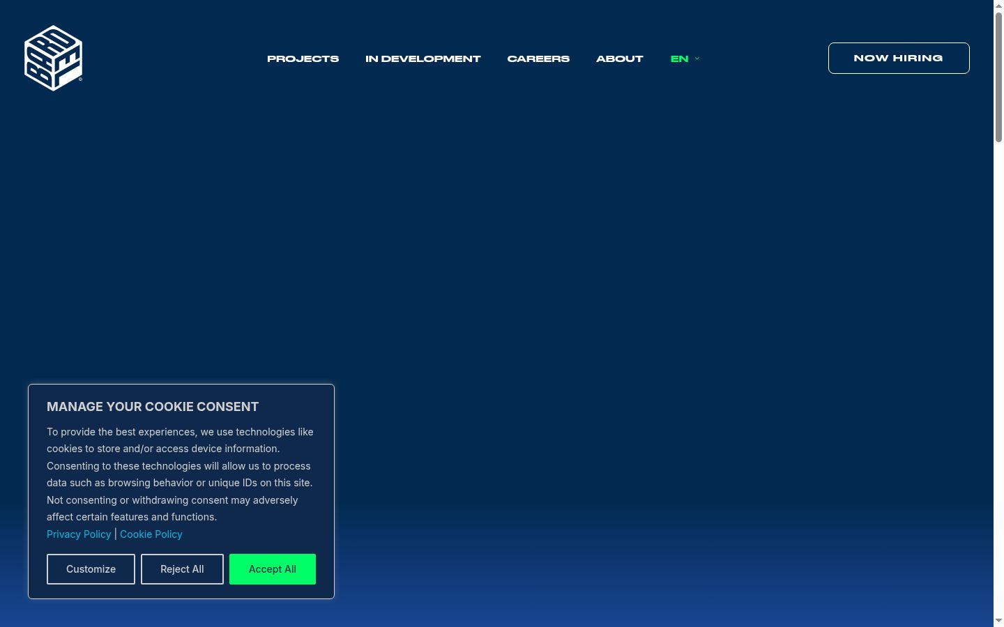 Screenshot of the consent banner shown before any interaction