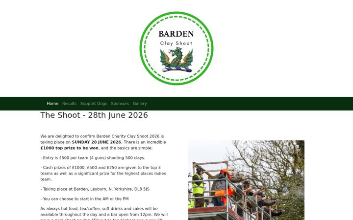 Screenshot of bardenclayshoot.co.uk