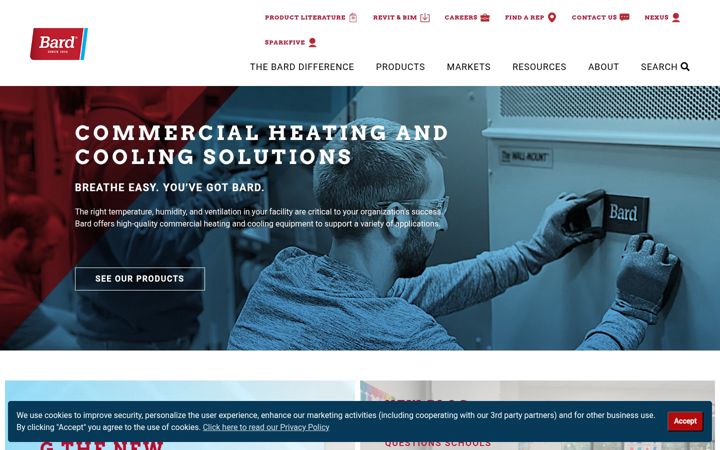 Screenshot of bardhvac.com