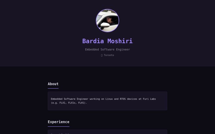 Screenshot of bardia.tech
