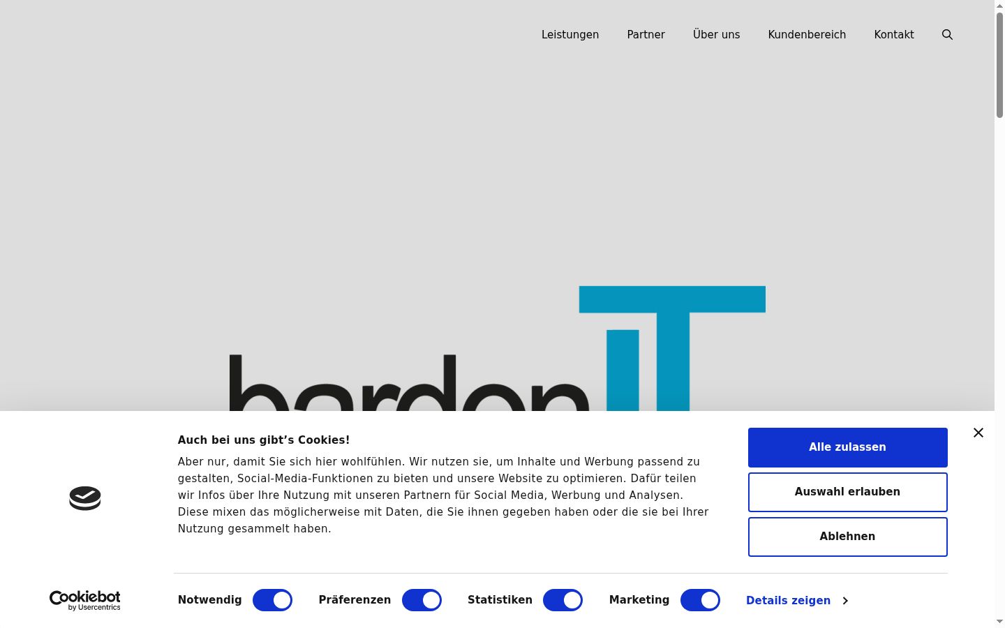 Screenshot del banner di consenso mostrato prima di qualsiasi interazione