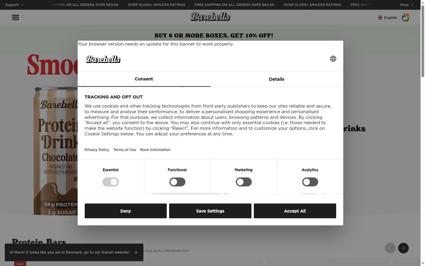 Screenshot of the consent banner shown before any interaction