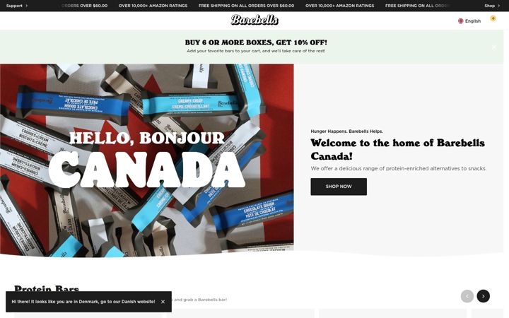Screenshot of barebells.ca
