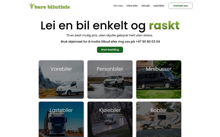 Screenshot of barebilutleie.no