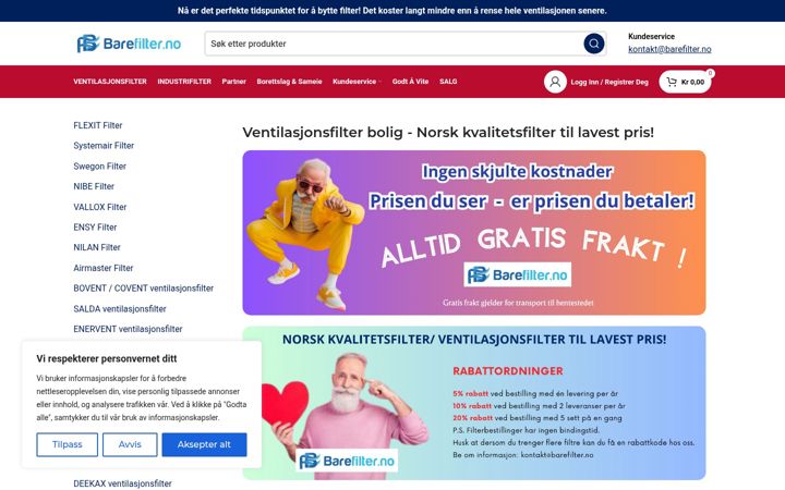 Screenshot of barefilter.no