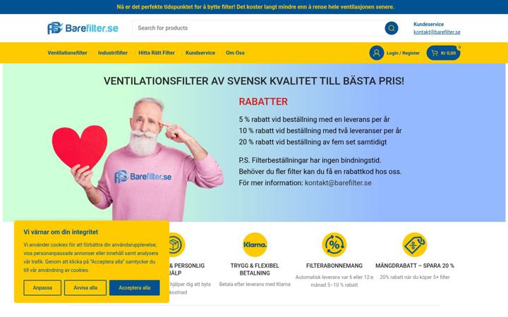 Screenshot of barefilter.se