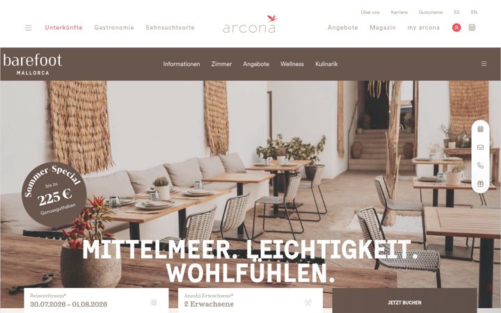 Screenshot of barefoot-hotels.com