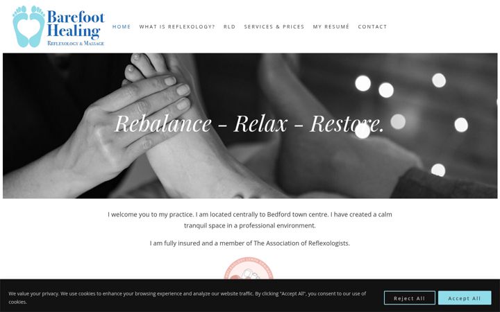 Screenshot of barefoothealingandmassage.co.uk