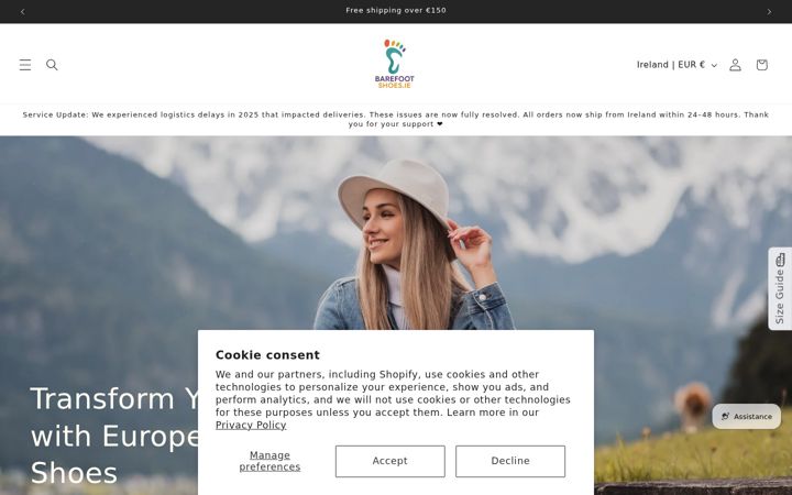 Screenshot of barefootshoes.ie