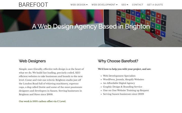 Screenshot of barefootweb.co.uk