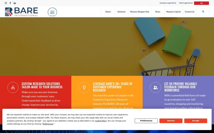 Screenshot of bareinternational.eu
