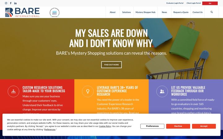 Screenshot of bareinternational.in