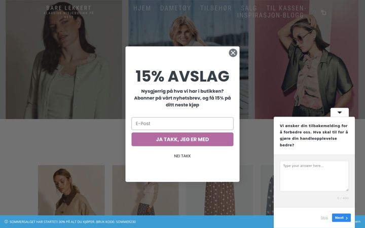 Kuvakaappaus sivustosta barelekkert.no