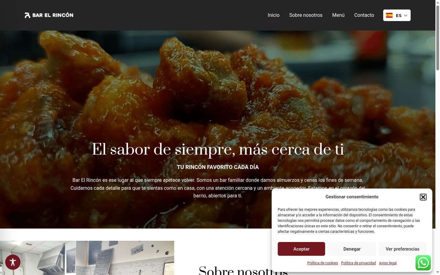 Screenshot del banner di consenso mostrato prima di qualsiasi interazione