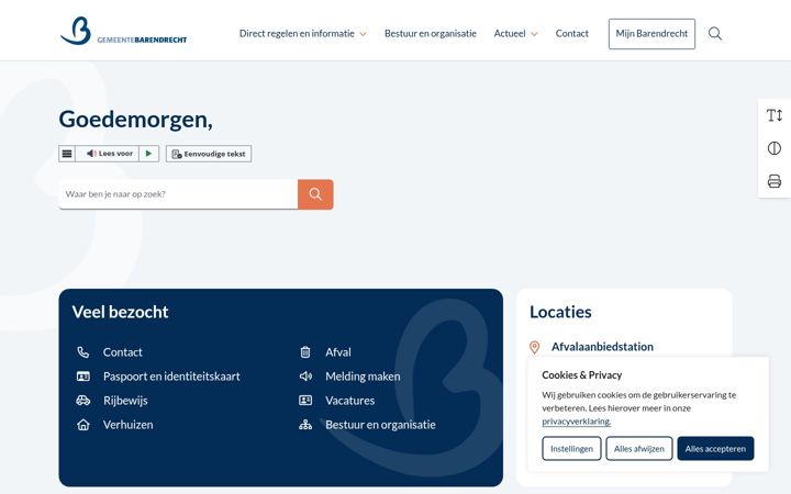 Screenshot ta' barendrecht.nl