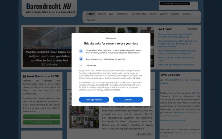 Screenshot ta' barendrechtnu.nl