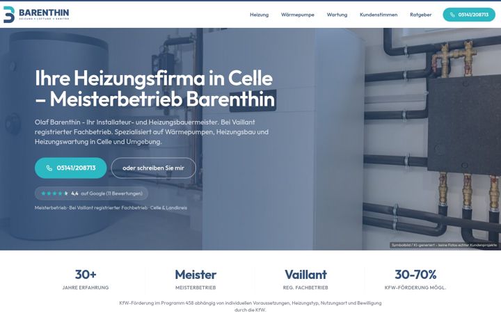 Screenshot of barenthin-heizung.de