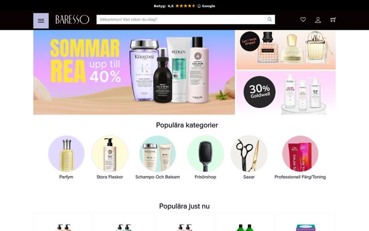 Screenshot of baressoshop.se