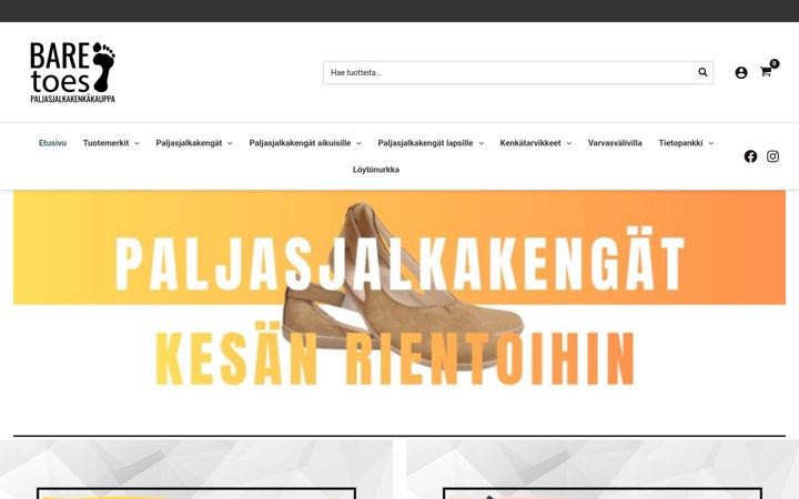 Screenshot of baretoes.fi