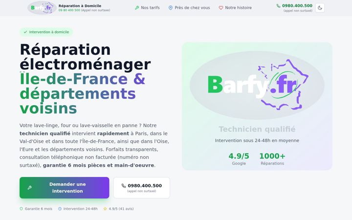 Screenshot of barfy.fr