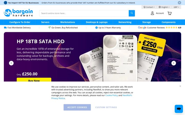Screenshot ta' bargainhardware.co.uk