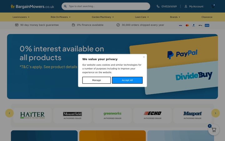 Screenshot of bargainmowers.co.uk