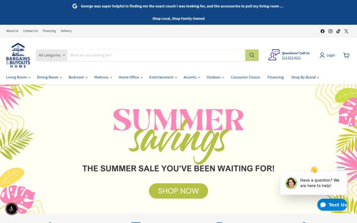 Screenshot of bargainsandbuyoutshome.com