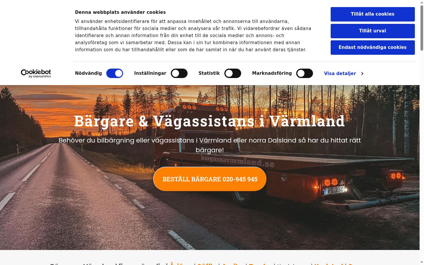 Skærmbillede af samtykkebanneret, som det blev vist før nogen interaktion
