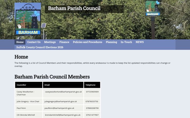 Screenshot of barhamparish.gov.uk