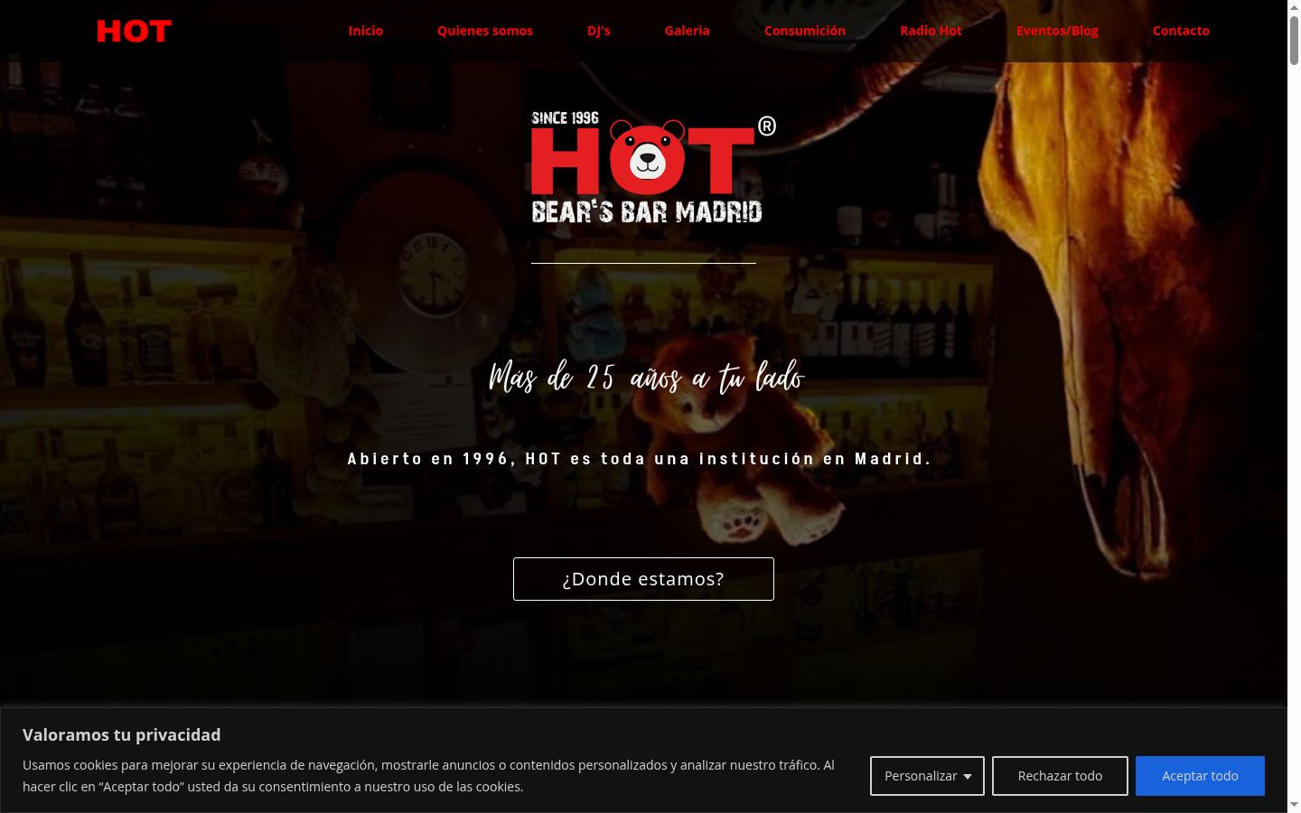 Screenshot del banner di consenso mostrato prima di qualsiasi interazione