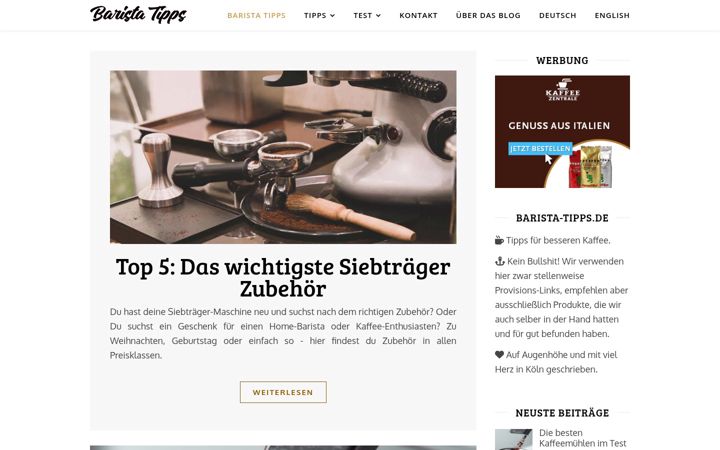Screenshot of barista-tipps.de