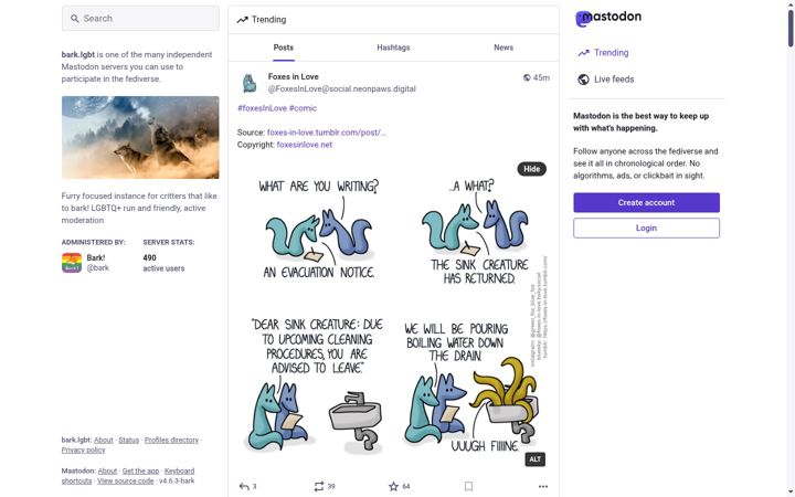 Screenshot of bark.lgbt