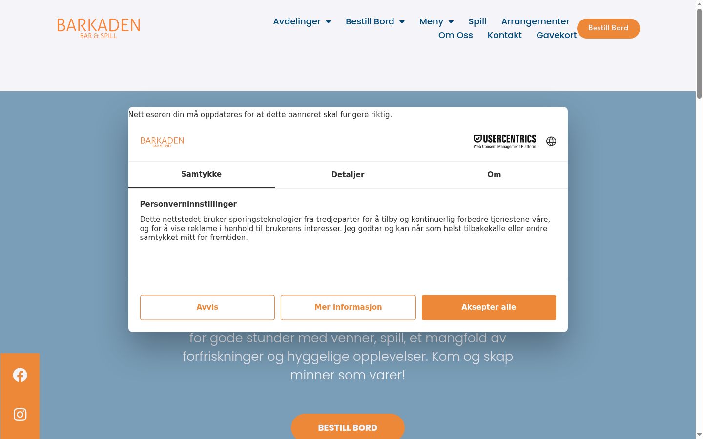 Screenshot tal-banner tal-kunsens muri qabel kwalunkwe interazzjoni