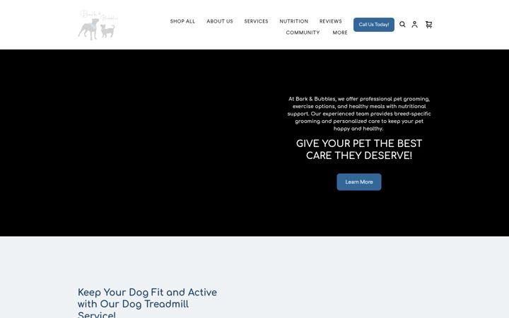 Screenshot of barkandbubbles.com
