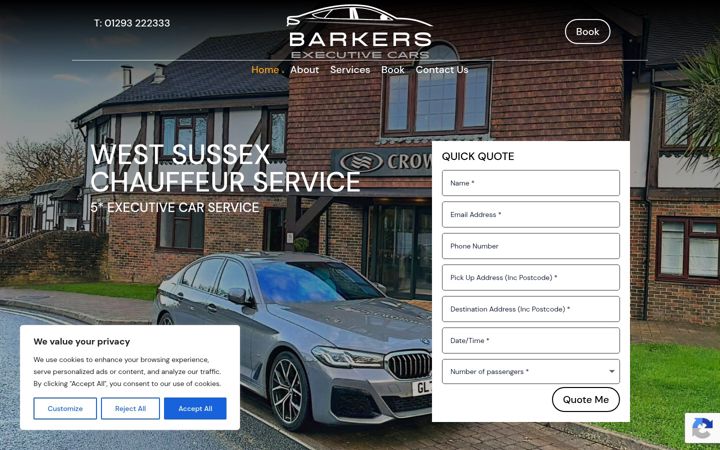 Screenshot of barkersexecutivecars.co.uk