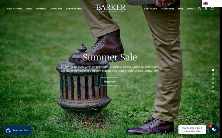 Screenshot of barkershoes.com